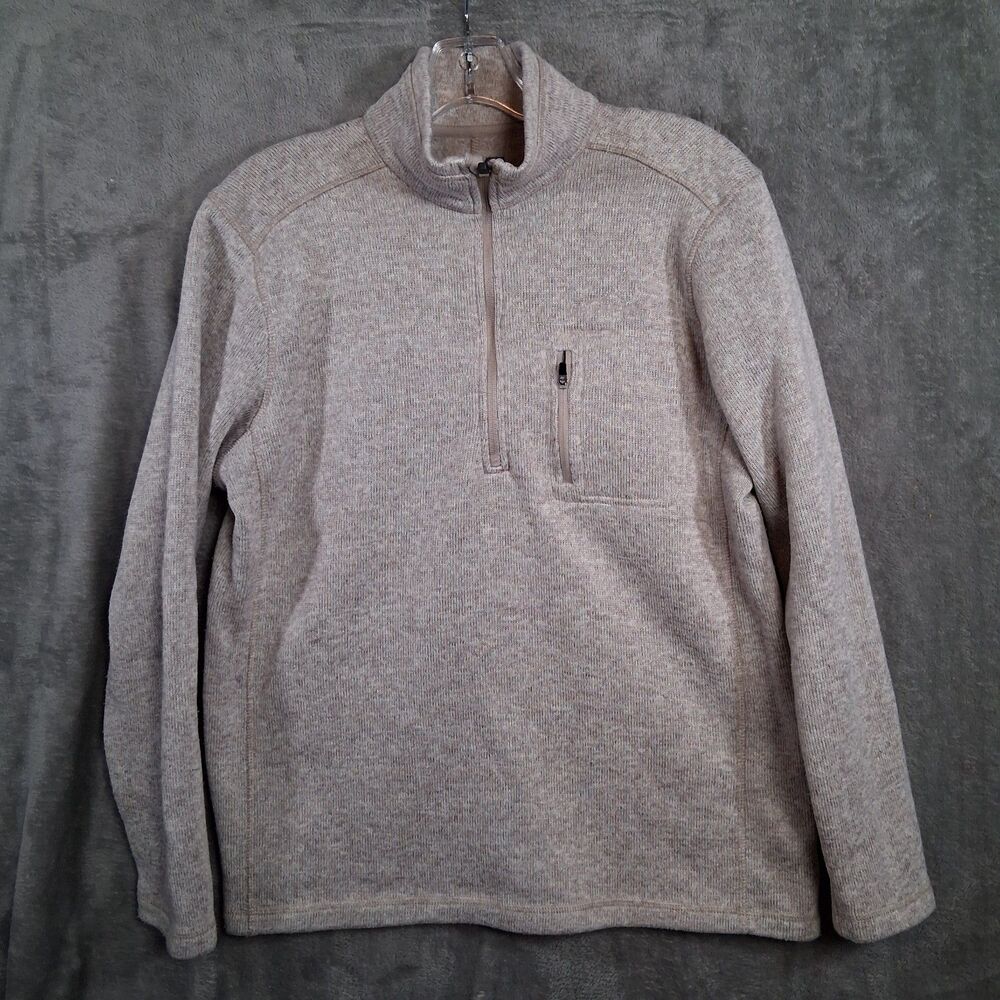 Eddie Bauer Quarter Zip Pullover Sweater Mens Medium Beige 63547